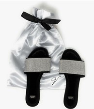 Victoria  s Secret Rhinestone Velvet Slide Slippers Women  s NWT Medium 7-8 US