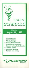 Eastwind Airlines system timetable 8/29/96 [0123] Buy 4+ save 50%