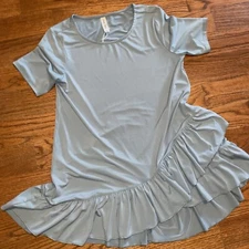 Zenana Outfitters Women’s Boutique Skirted Tunic Ruffle Top Small Blue NWOT
