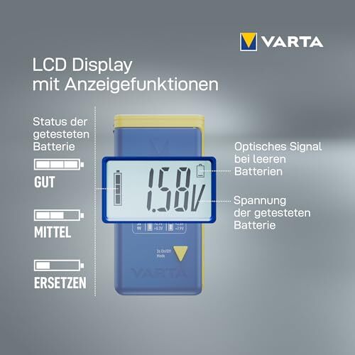 VARTA Testeur de Piles LCD numérique pour Piles, Batteries et Piles Boutons, App - Afbeelding 7 van 7