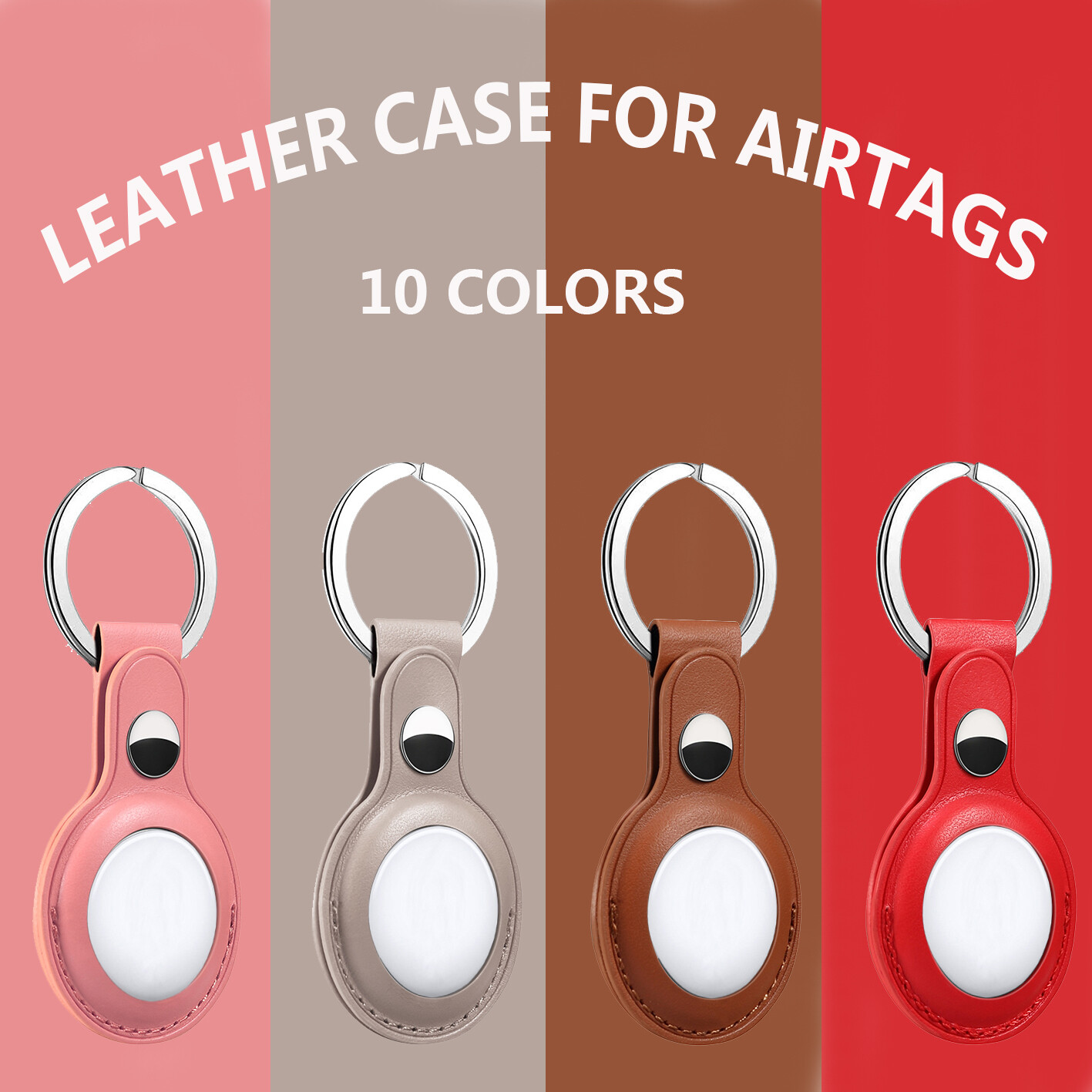 Leather Case Cover for AirTag Pet Tracker Sleeve with Ski Design