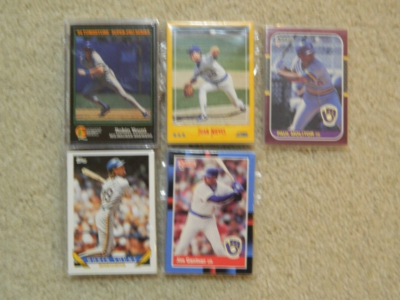 Four Milwaukee Brewers Team sets 1993 Topps, 1987, '88, '89 Donrus & '94 Tombsto