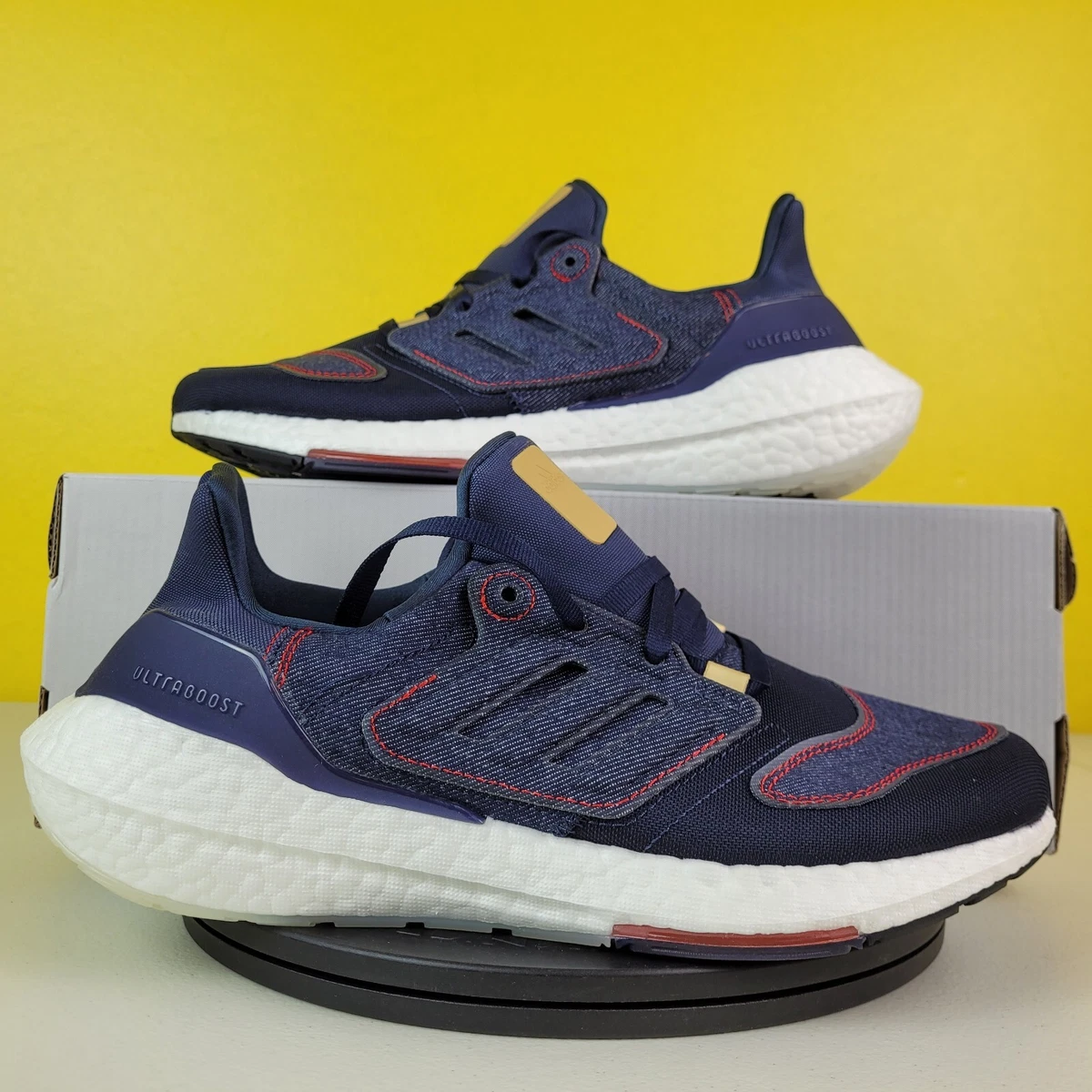 Adidas Ultraboost 22 Men's Athletic Blue Denim Running Shoe