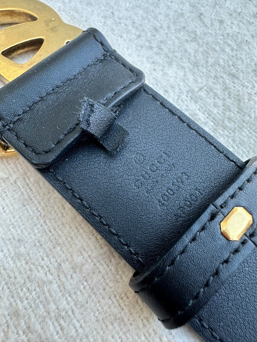 Authentic Gucci Belt Marmont Black Leather Golden Buckle Classic