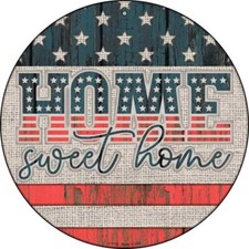 Home Sweet Home Worn Wood Round Circular Metal Sign 12" Home Garage Wall Decor