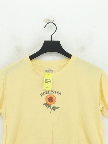 Hollister Women's T-Shirt S Yellow 100% Cotton Basic - Picture 3 of 5