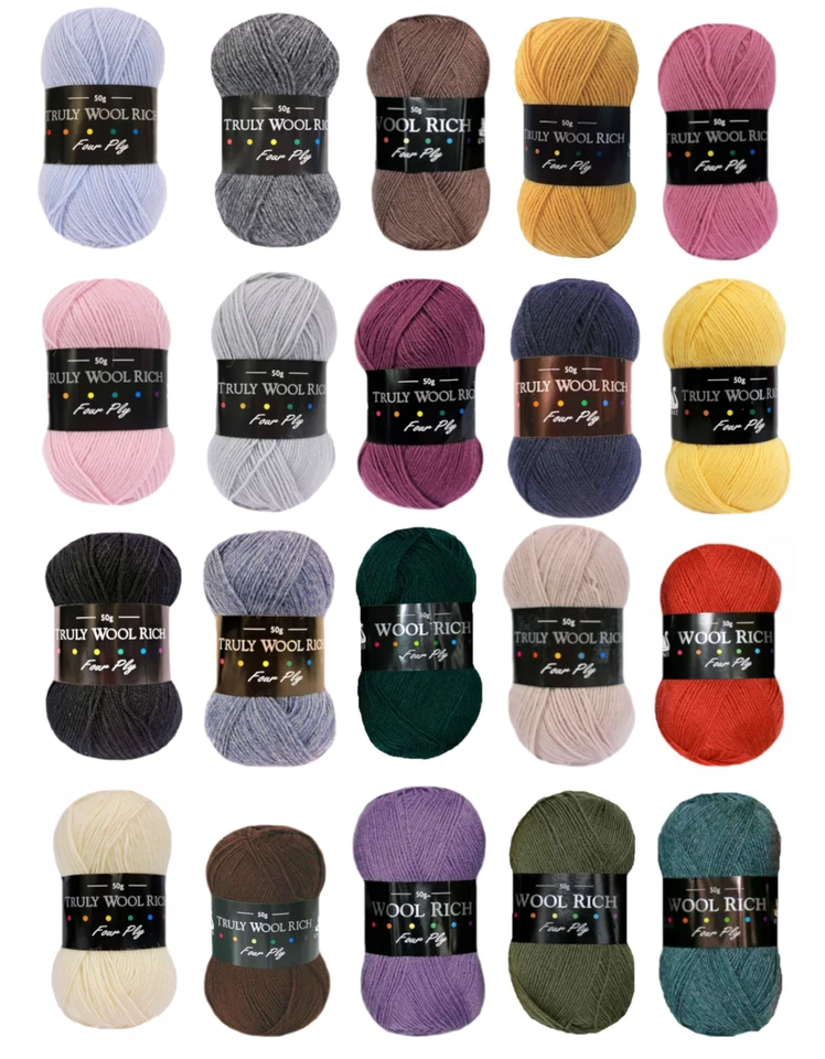 Cygnet Truly Wool Rich 4 Ply 50g Soft Knitting & Crochet 75% Sock Yarn / Wool