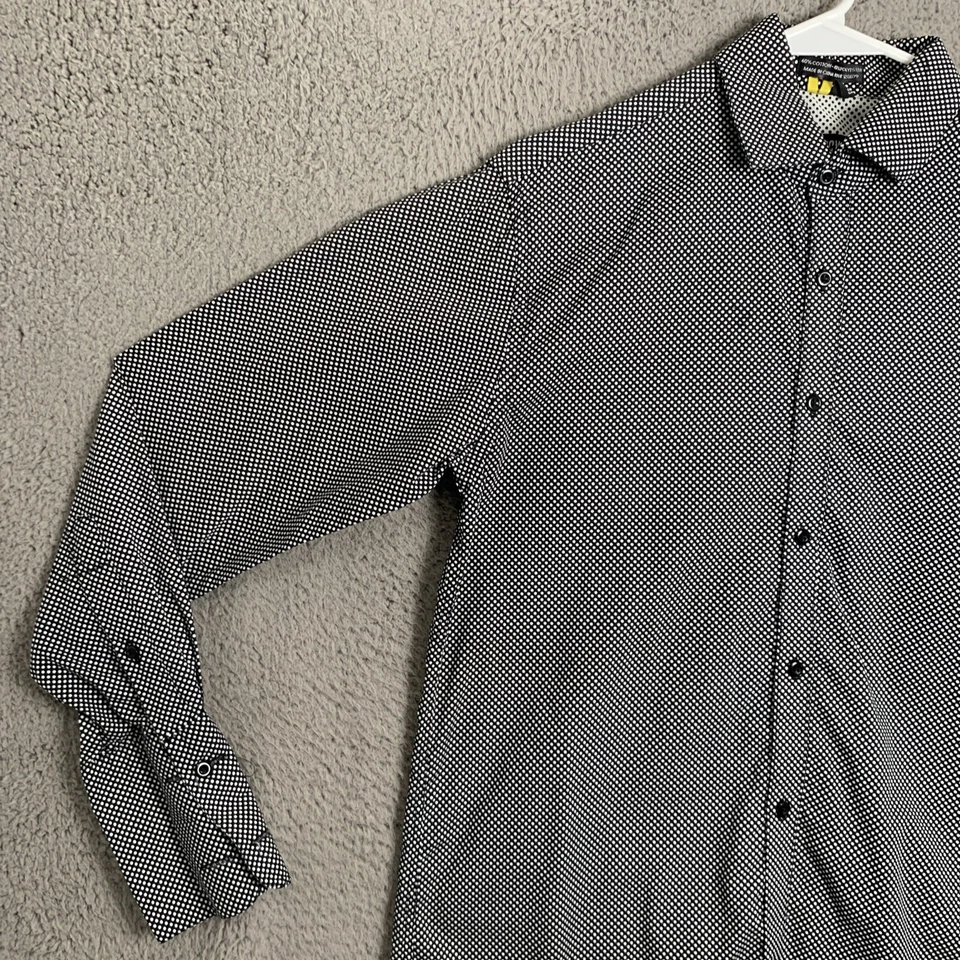 Camisa Stacy Adams Para Hombre Mediana Manga Larga Cuello Botón Algodón Negro 15 32/33 Foto 2 de 4