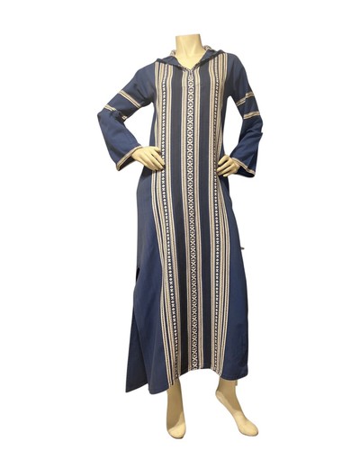 VTG 70s Greek Caftan Dress W Hood The Mykonos Mod Lounger Bohemian Hand Woven M - Picture 11 of 17