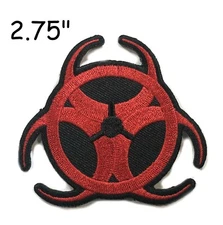 BIOHAZARD SYMBOL EMBROIDERED PATCH IRON / SEW-ON TOXIC WARNING DANGER APPLIQUE