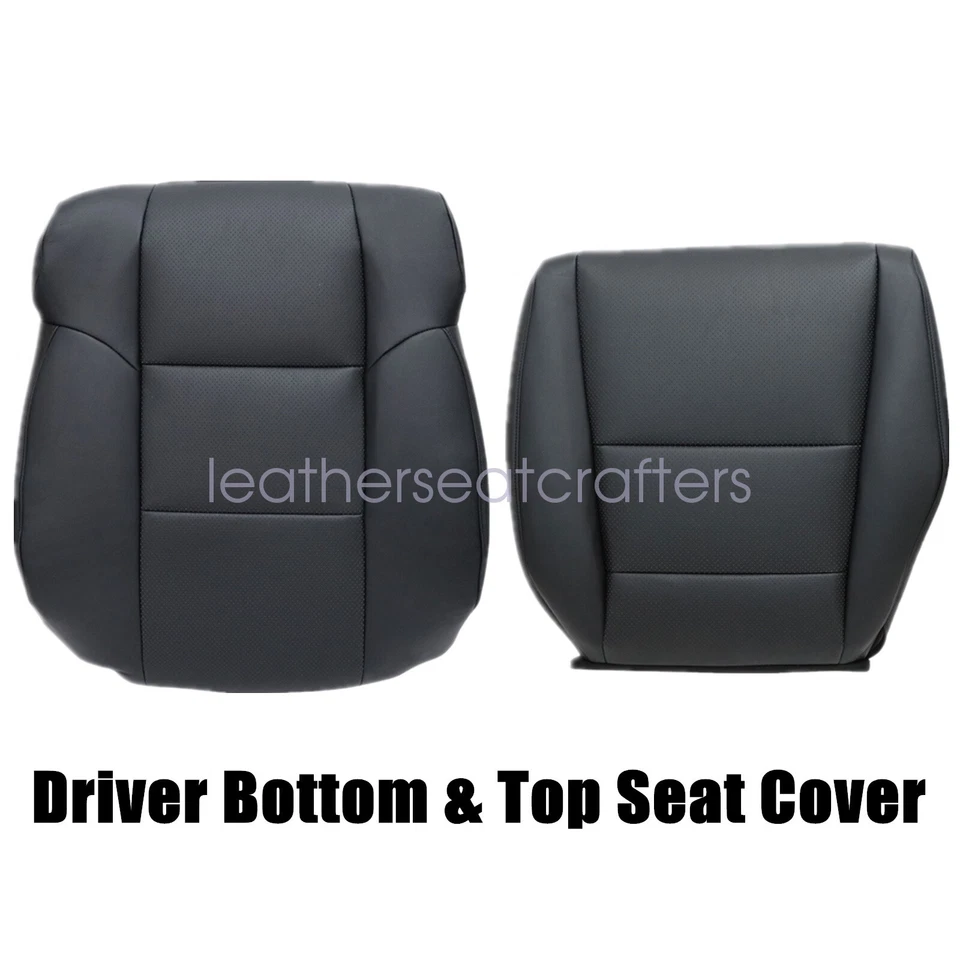 Cubierta de asiento de cuero perforado inferior y superior del conductor para Acura TSX 2009-2014 negra Foto 3 de 4