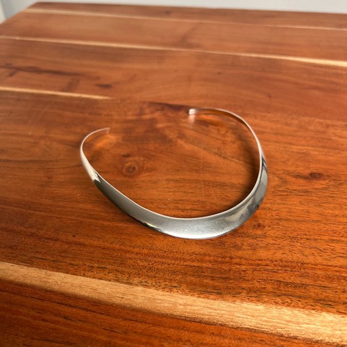 Vintage Sterling Silver Open Flat Choker Cuff Necklace Artisan Mexican 14" 11mm - Picture 3 of 9