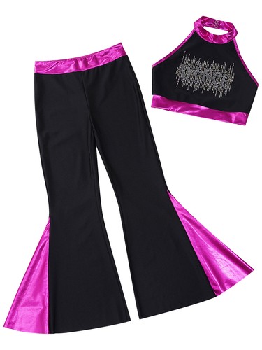 Kids Girls Stage Performance Costume High Waist Dancewear Sleeveless Shiny Jazz - Picture 8 of 54