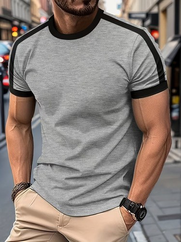 Men's Short Sleeve Round Neck T-Shirt Classic Casual Slim Fit Shirts - Picture 6 of 13