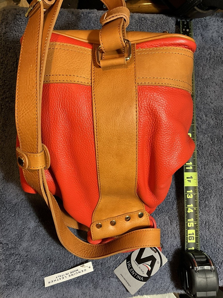 NWT VALENTINA from Italy, red genuine leather backpack, bag, purse NWT Valentina Made in Italy Sling Pebbled Leather Backpack  main image 4