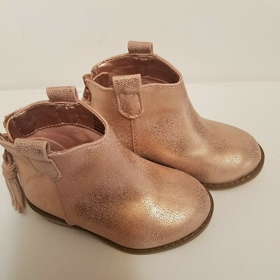 Girls Toddler Boots Size Ankle High Metallic Booties Zipped