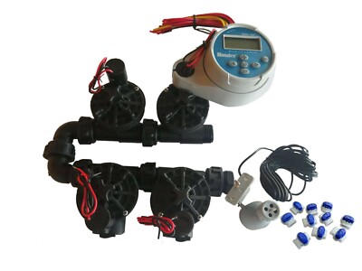 Hunter NODE 400 Kit - Solenoids,3M Connectors,Rain Sensor, 9V Battery Operated