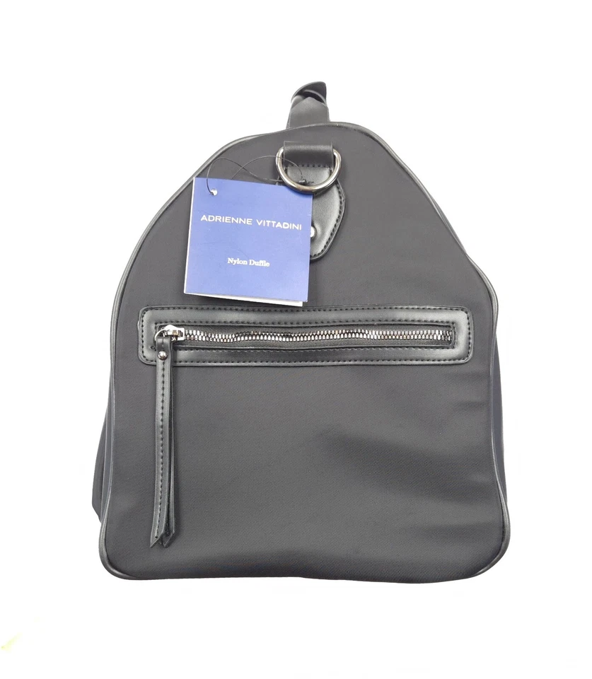 Bolso de Lona de Viaje Adrienne Vittadini Negro Mate Nylon Fin de Semana Nuevo con Etiquetas Foto 4 de 4