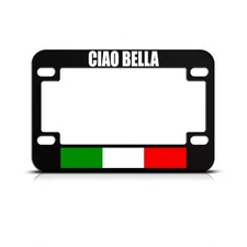 Metal Bike License Plate Frame Ciao Bella Military Motorcycle Accessories Black