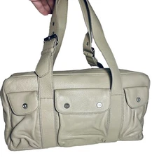 L/XL Quality Sigrid Olson Pebbled Leather Satchel Bag Purse Bone Color Roomy