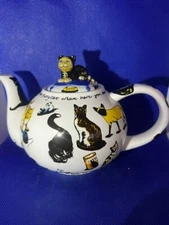 2009 Paul Cardew Pussy Cat 16oz Porcelain Teapot For One w/ Kitten Figurine Lid