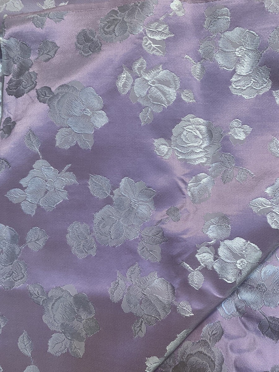 BTHY Vintage Lavender Metallic Brocade Jacquard Flower satin