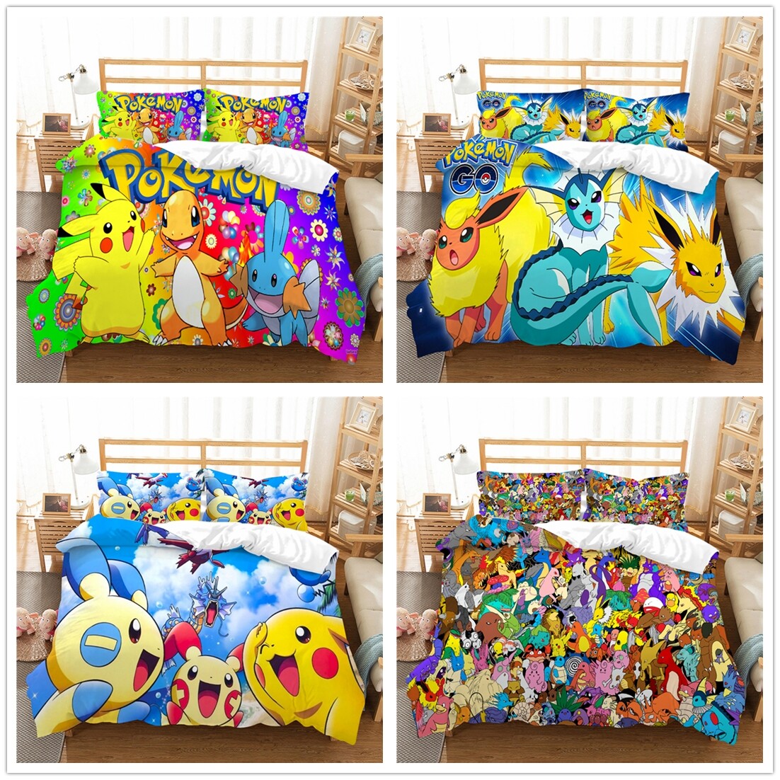 3D Anime Bettwäsche Set, 135x200cm + 2 Kissenbezüge – Microfaser