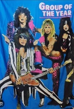 MOTLEY CRUE RARE VINTAGE 80'S GROUP OF THE YEAR TAPESTRY MADE IN ITALY 54 X 38