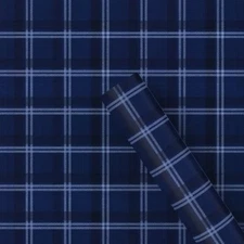 30" 25 sq ft Christmas Roll Wrap Blue Plaid - Wondershop
