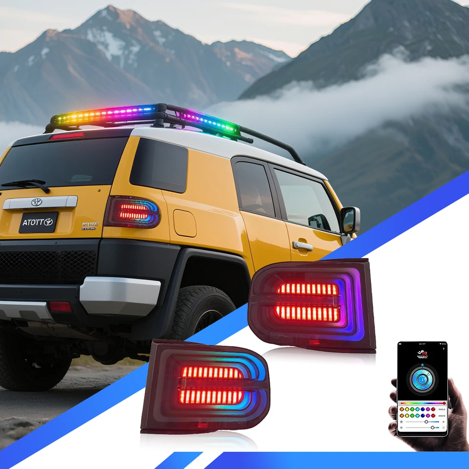 RGB Tail Lights for Toyota FJ Crusier 2007-2022 Rear Lights Taillights Foto 4 de 4