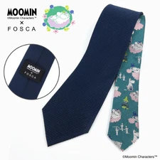 Moomin Micro Pattern Tie Silk 100% Moomin Valley Friends Navy Green Japan LTD