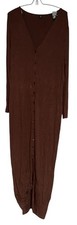 Shein Curve 3XL Brown Ribbed Long Sleeve V-Neck Casual Dress