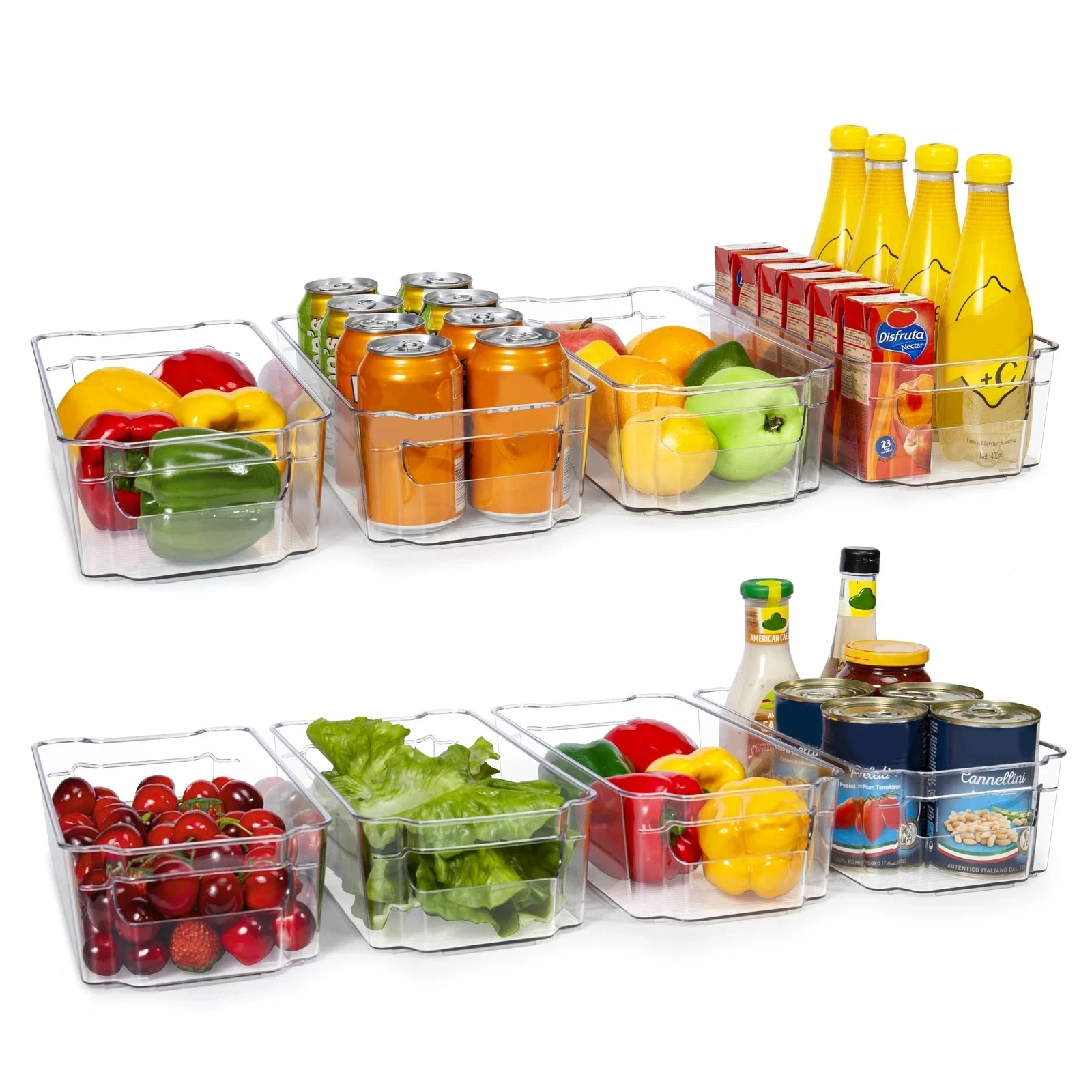 HOOJO Refrigerator Organizers and Storage - 8pcs Clear Plastic Bins For Fridg...