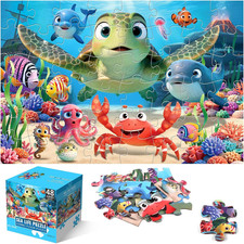 Jumbo Floor Puzzle for Kids, 48 Piece Animal Sea Turtle Puzzle Ages 3-8  Extra-