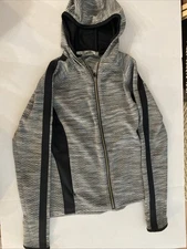 Athleta Snowscape Space Dye Gray / Black Hoodie Jacket Size MEDIUM