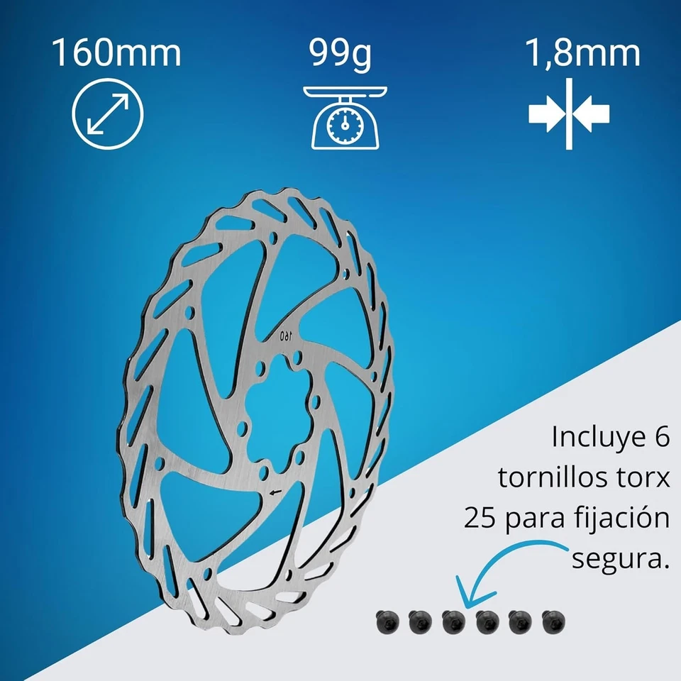 Disco de Freno MTB 160mm - Kit Frenos Bicicleta Montaña - Imagen 2 de 3