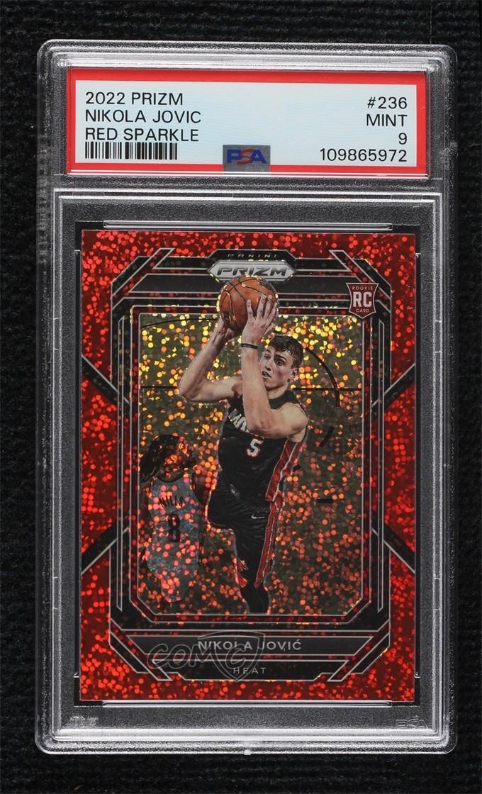 2022-23 Panini Prizm Red Sparkle Prizm Nikola Jovic #236 PSA 9 MINT 14t3