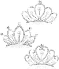 Mini Crowns Pearl Tiaras Mini Tiara Headband Rhinestone Princess Hair Accessorie