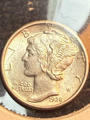 1928 10c Mercury Winged Liberty 90% Silver Dime Uncirculated