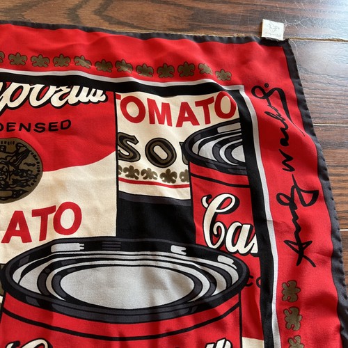 Andy Warhol Foundation 33 x 33 Square Silk Scarf Campbell’s Soup Italy - Picture 18 of 24