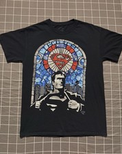DC Comics Superman Black Glass Metropolis Graphic T-Shirt Men's Size Medium M