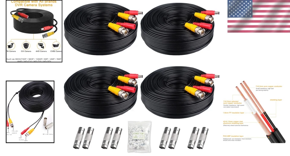 4x200ft BNC Cable 5MP Surveillance System 4pack - Image 2 of 4