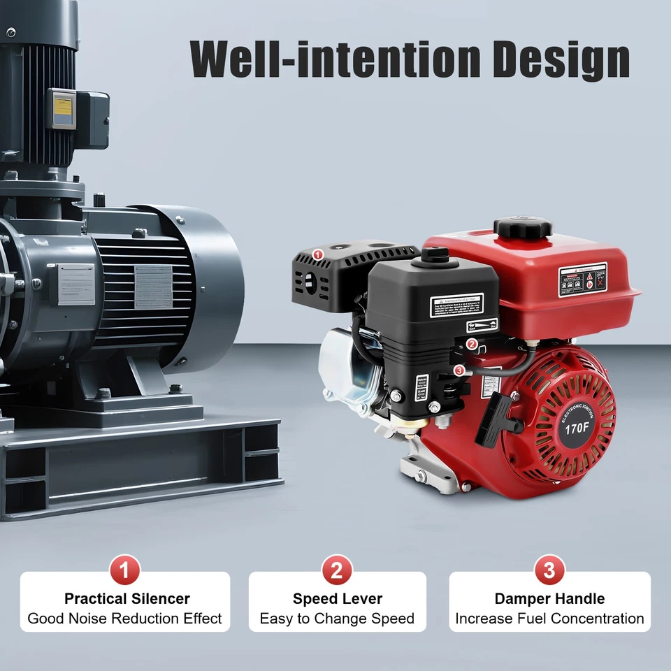 7.5HP Gas-Powered Diesel Engine, 3000W with 0.95 Gal Fuel Tank, Pull Start & - Image 3 of 4