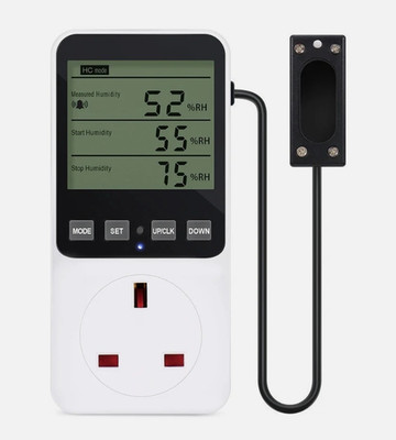 LCD Display mit Feuchte- und Temperaturregelung Steckdose und Thermostatschalter