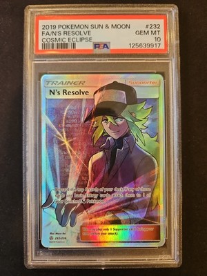 Pokemon 2019 Cosmic Eclipse Full Art N's Resolve 232/236 PSA 10 GEM MINT