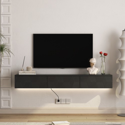 Wall Mounted With 16 Color Leds,modern Tv Stand, Floating Tv