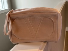 Valentino Velvet Wristlet Pouch Blush Pink Cosmetic Bag