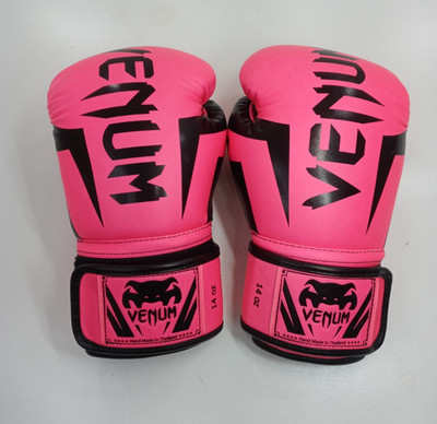 Venum Boxing Gloves Pink Black 14 oz Fight Sparring Competition Made In Thailand