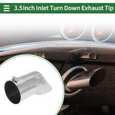 3.5" ID Inlet T304 Stainless Steel Turn Down Exhaust Tip 9.1" Long Silver Tone