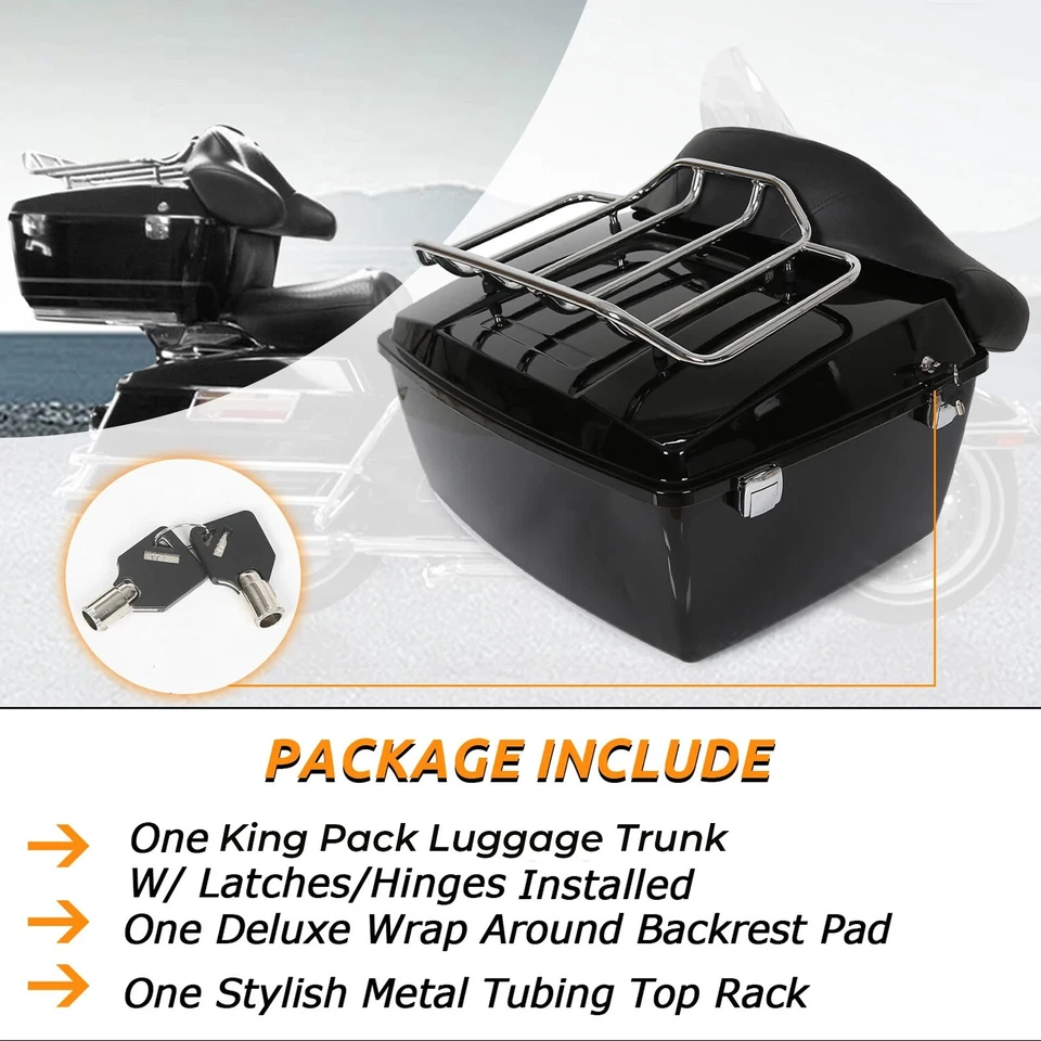 King Pack Luggage Trunk Backrest Rack For Harley Touring Road King Glide 97-13 - Image 4 of 4